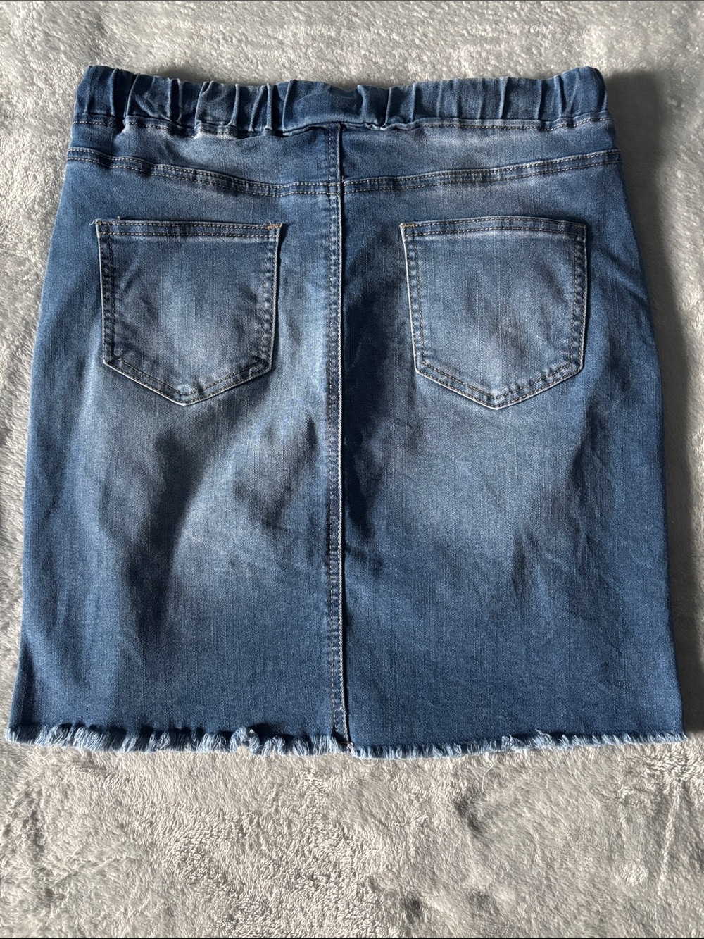 Distressed Blue Denim Drawstring Mini Skirt - Picture 5 of 7